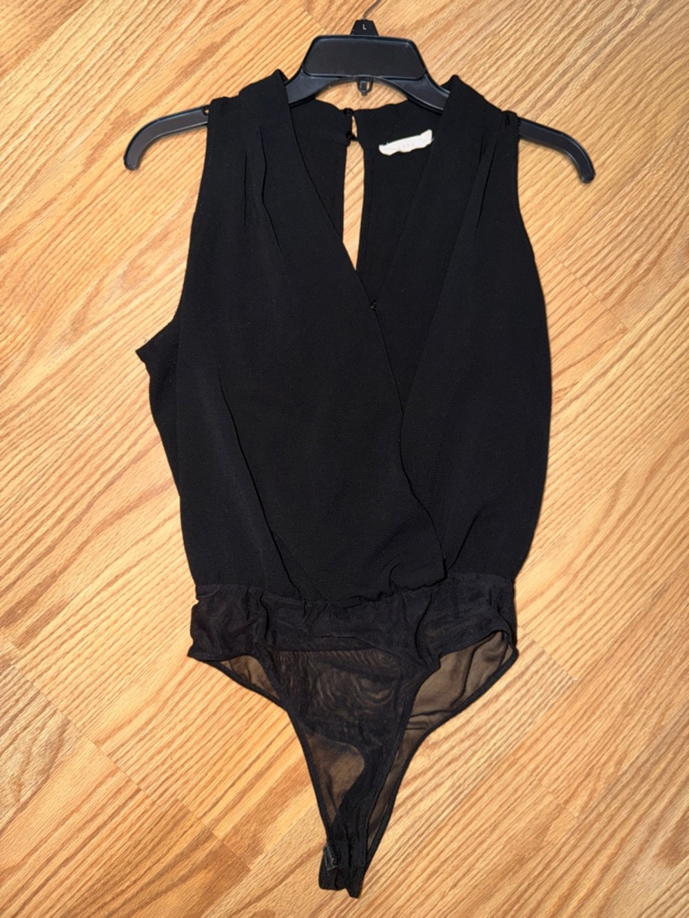 Lush Sleeveless Black Chiffon Bodysuit